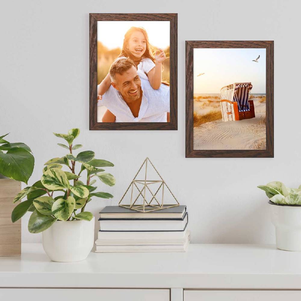 Photolini Holzrahmen Eiche Dunkel 2er Set 10x15 cm mit Acrylglas Wochenangebot