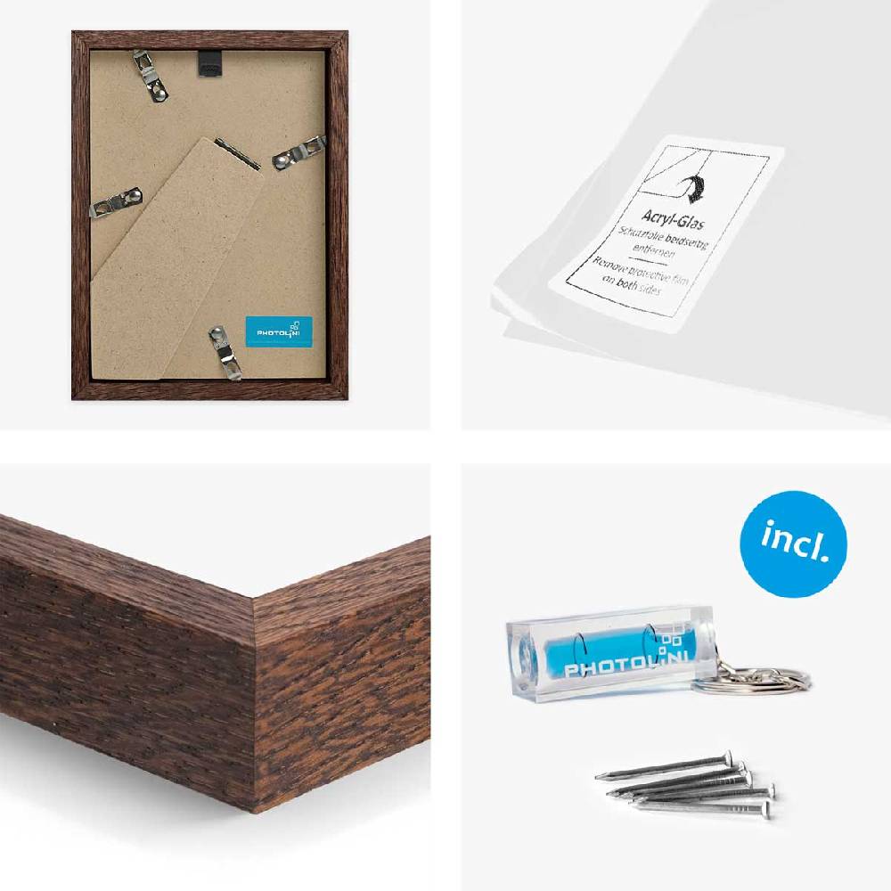 Photolini Holzrahmen Eiche Dunkel 2er Set 10x15 cm mit Acrylglas Wochenangebot