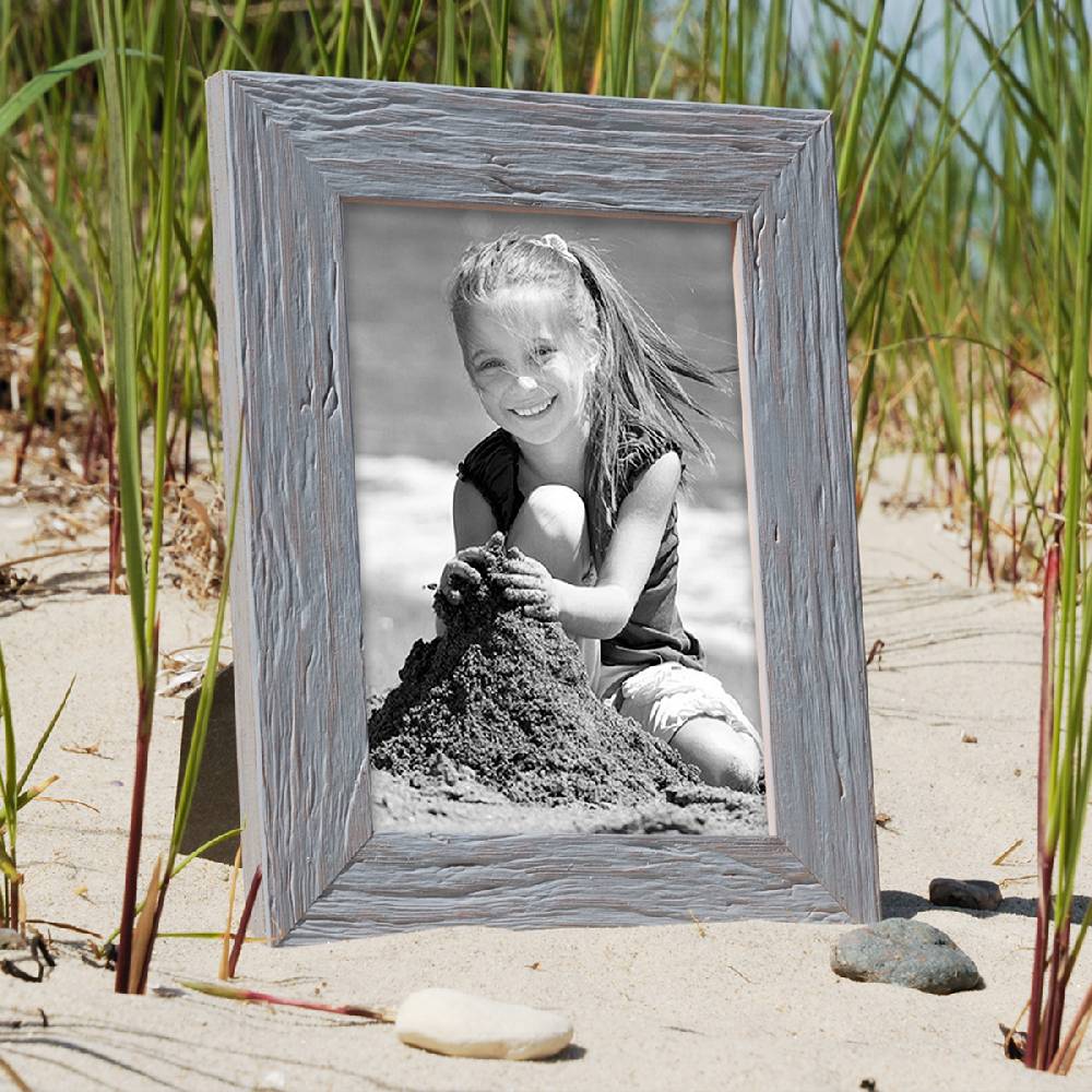 Photolini Bilderrahmen 20x25 cm Strandhaus Grau Rustikal Massivholz Letzte 2 Tage