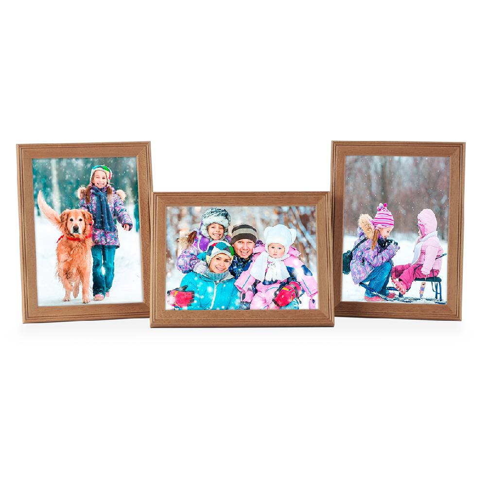 Photolini 3er Set Landhaus-Bilderrahmen 18x24 cm Eiche-Optik Massivholz Zeitbegrenzte Promotion