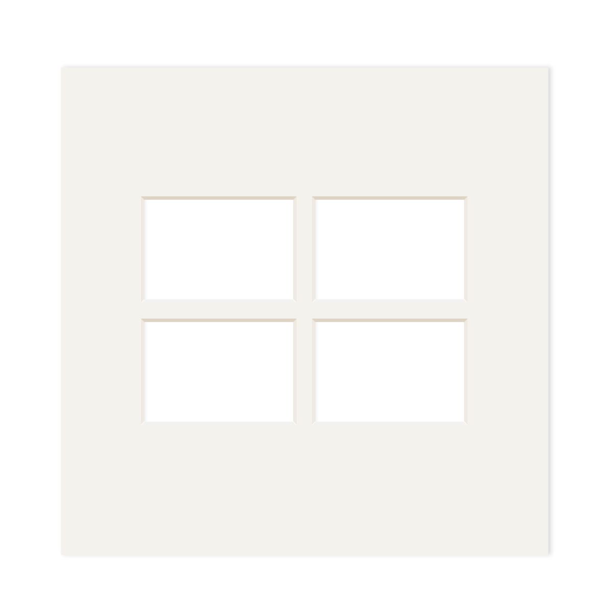Photolini Galerie-Passepartout Weiß 30x30 cm für 4 Bilder in 7x10 cm Sonderangebot der Fabrik
