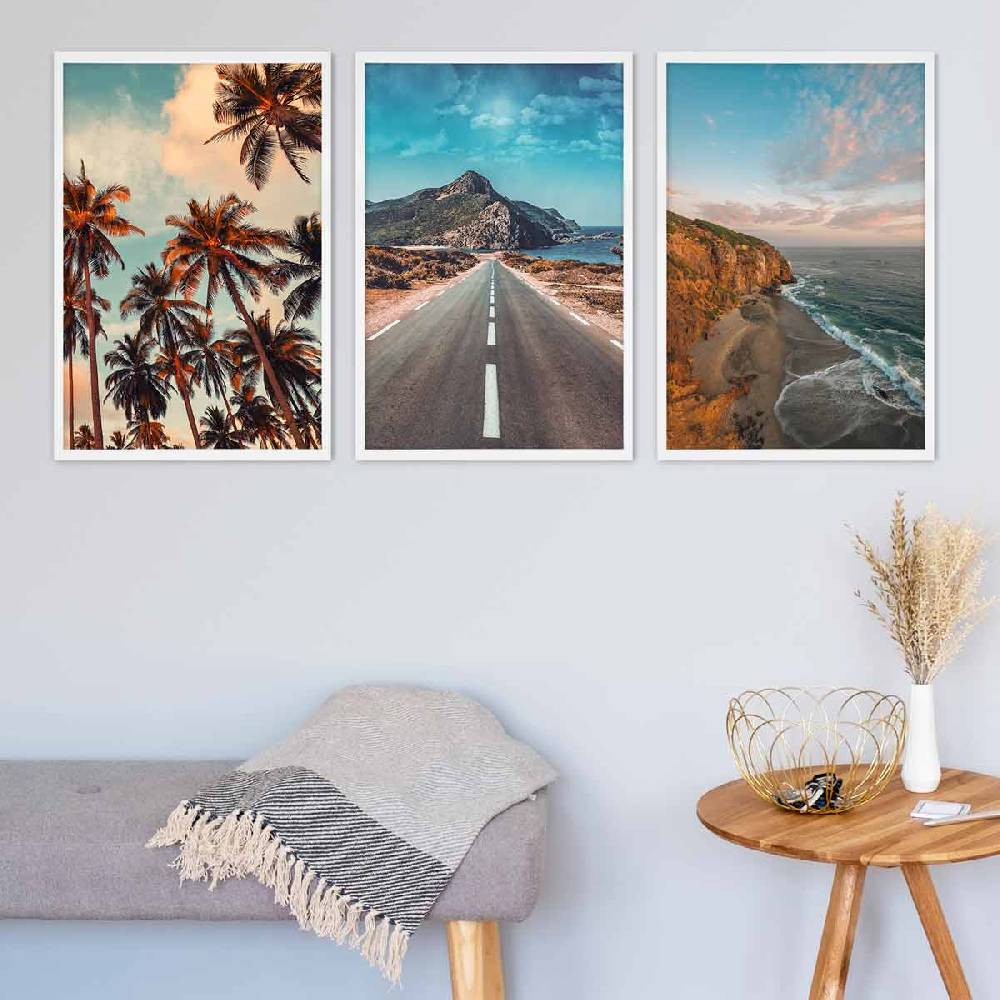 Photolini 3er Set Poster-Bilderrahmen 40x60 cm Modern Weiß aus MDF mit Acrylglas