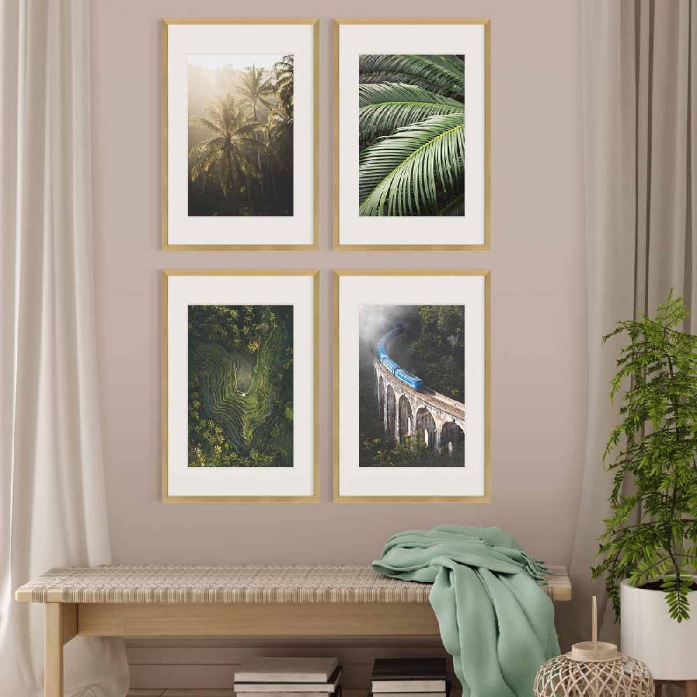 Photolini 4er Set Poster-Bilderrahmen 40x60 cm Modern Gold MDF mit Passepartout Nur noch ein Tag übrig