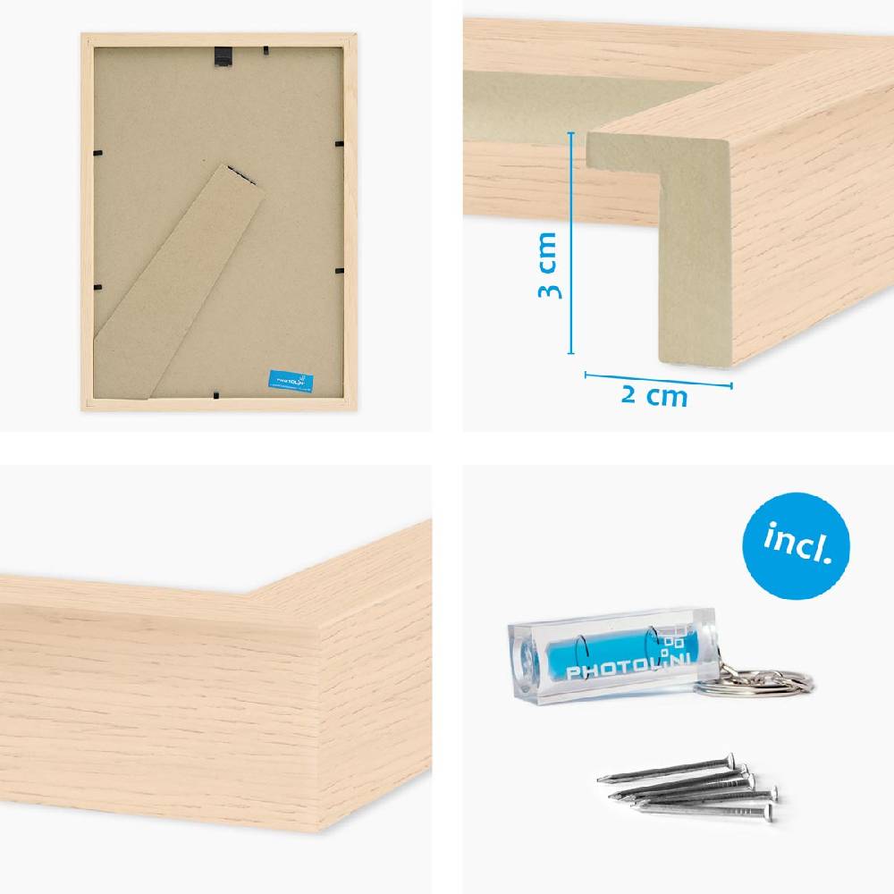 Photolini 2er Set 3D-Bilderrahmen 21x30 cm / A4 mit Passepartout, Natur Riesige Rabatte