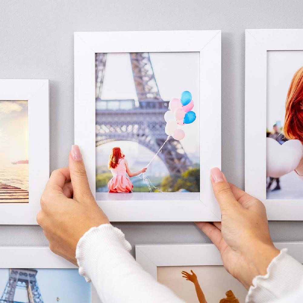 Photolini 10er Bilderrahmen-Set 13x18 cm Weiß breit modern MDF-Holz | Acrylglas Begrenzt auf 3 Tage