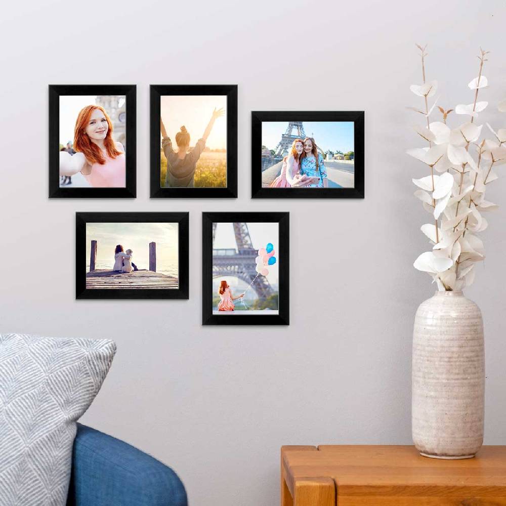 Photolini 10er Bilderrahmen-Set 10x15 cm Modern Schwarz MDF Basic Collection | Acrylglas Im Verkauf