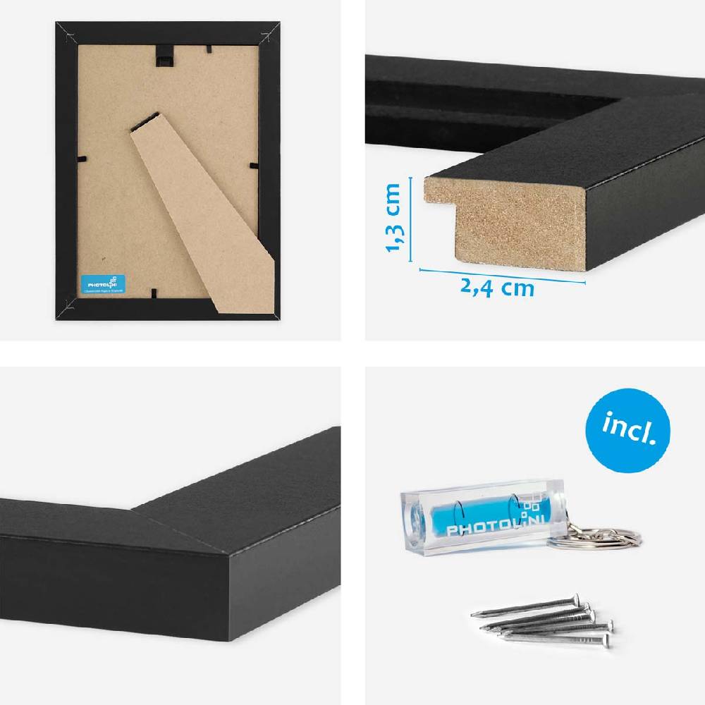 Photolini 10er Bilderrahmen-Set 10x15 cm Modern Schwarz MDF Basic Collection | Acrylglas Im Verkauf