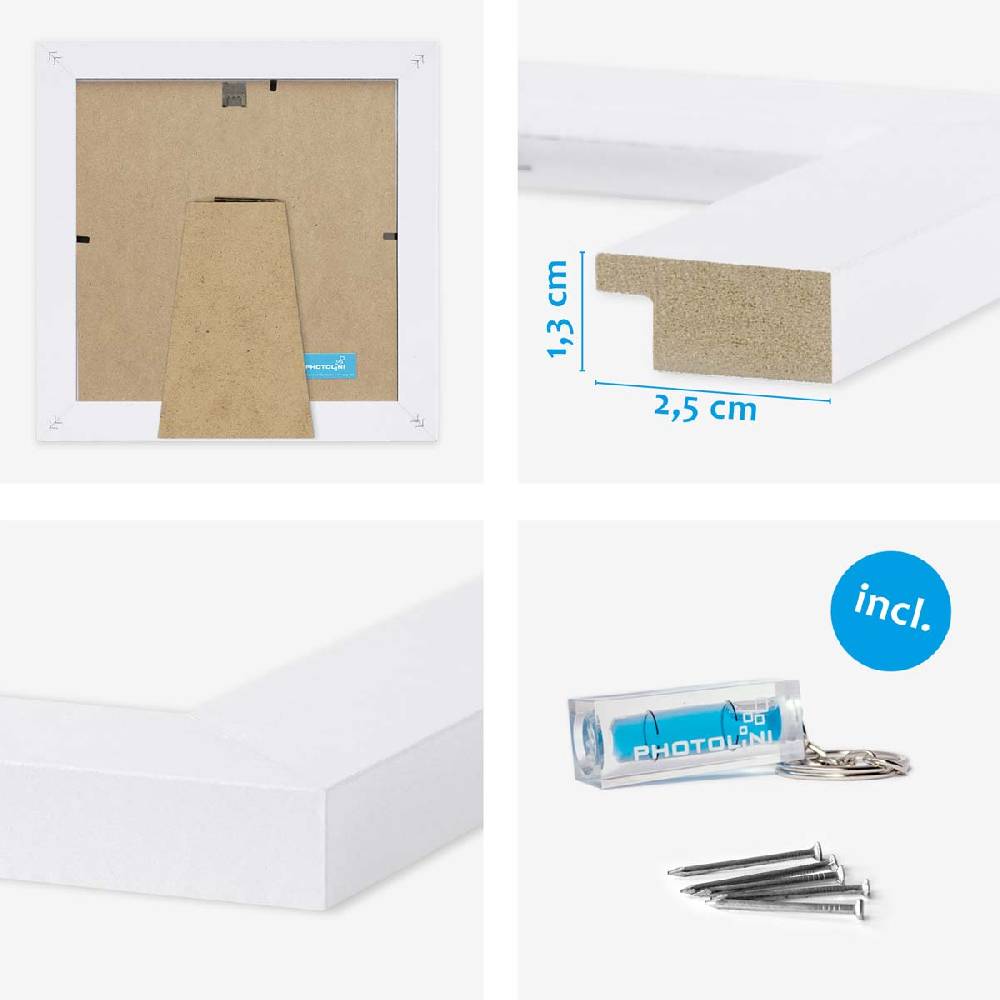 Photolini 10er Bilderrahmen-Set breit 15x15 cm Weiß, MDF-Holz | Acrylglas 50% Rabatt für begrenzte Zeit