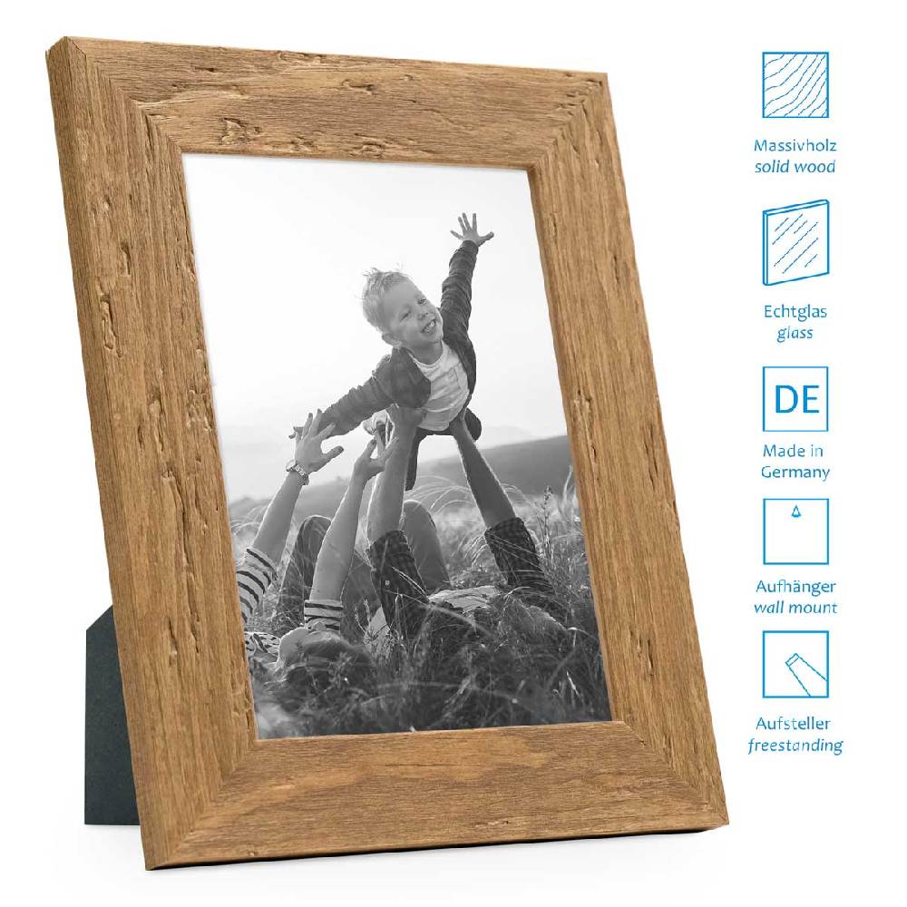 Photolini 5er Bilderrahmen-Set 10x10 cm Strandhaus Rustikal Eiche-Optik Natur Massivholz Verkauf