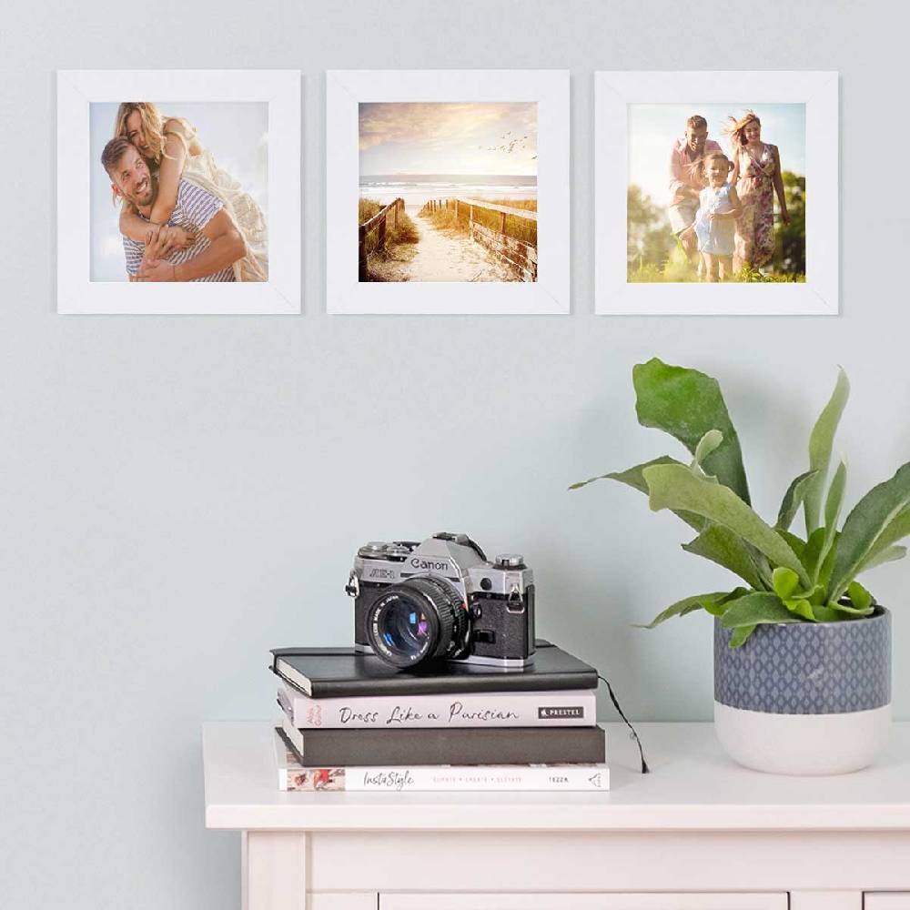 Photolini 3er Bilderrahmen-Set 15x15 cm breit Weiß MDF-Holz | Acrylglas Hotsell