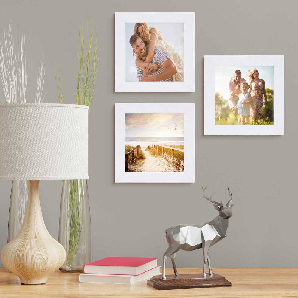 Photolini 3er Bilderrahmen-Set 15x15 cm breit Weiß MDF-Holz | Acrylglas Hotsell