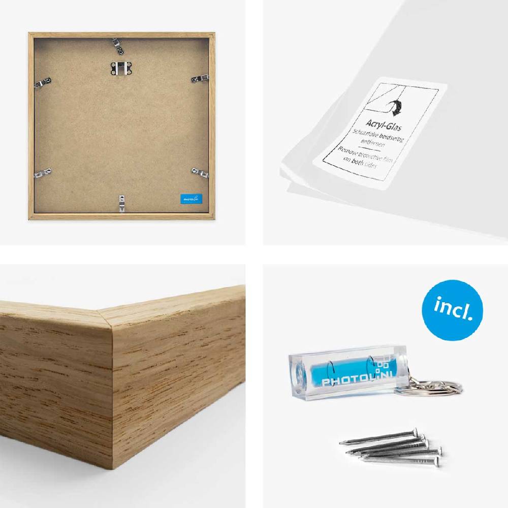 Photolini 2er Set Bilderrahmen Holz, Eiche 30x30 cm mit Passepartout 20x20 cm im Angebot