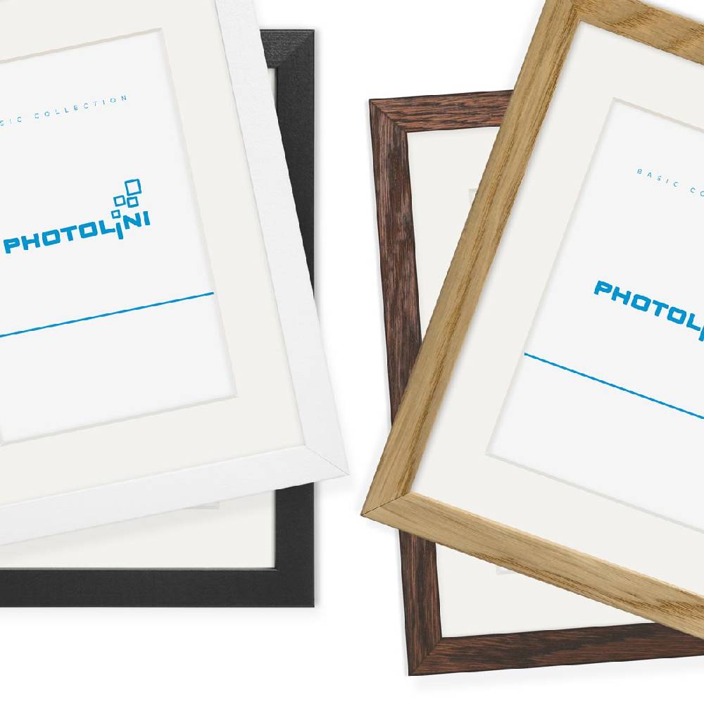 Photolini 2er Set Bilderrahmen Holz, Eiche 30x30 cm mit Passepartout 20x20 cm im Angebot