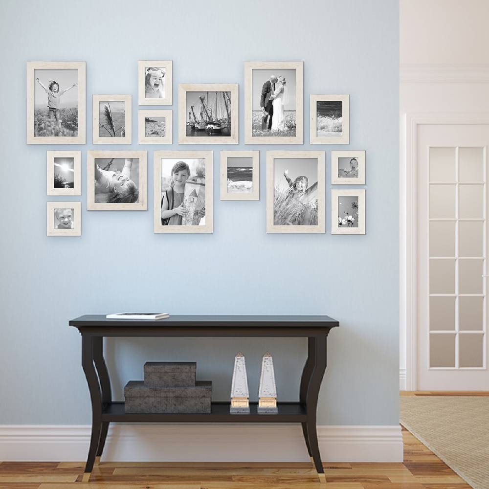 Photolini 15er Bilderrahmen-Set Strandhaus Rustikal Weiß Fabrik Onlineshop