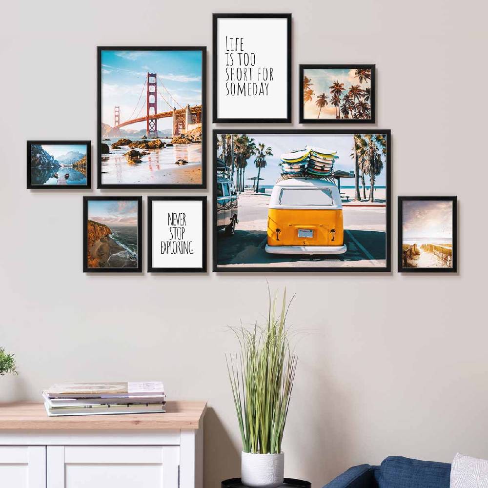 Photolini 8er Bilderrahmen-Set Modern Schwarz aus MDF 13x18 bis 40x50 cm Versandkostenfrei