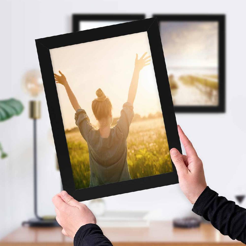 Photolini 3er Bilderrahmen-Set 21x30 cm DIN A4 Modern Schwarz MDF Basic Collection | Acrylglas Großer Ausverkauf