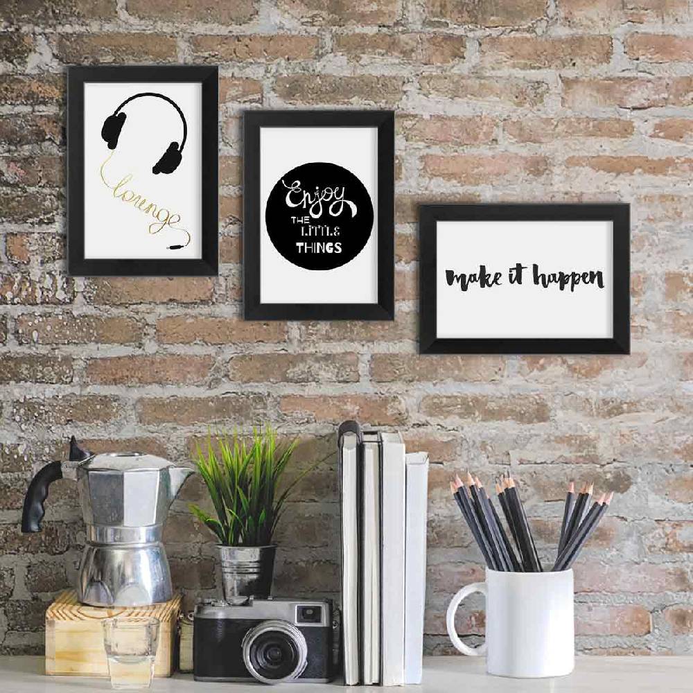 Photolini 3er Bilderrahmen-Set 10x15 cm Modern Schwarz aus MDF mit Acrylglas Begrenztes Angebot