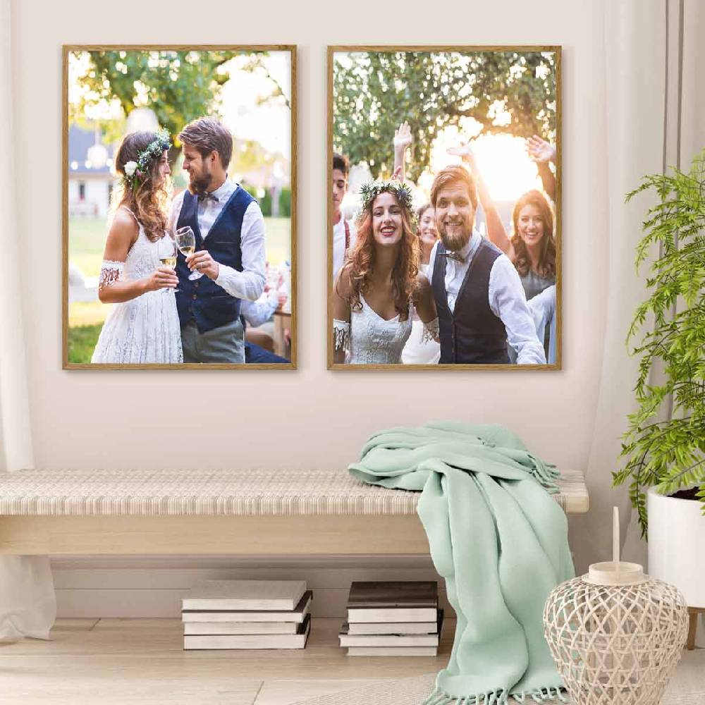 Photolini Holzrahmen Eiche 2er Set 50x70 cm mit Acrylglas Black Friday