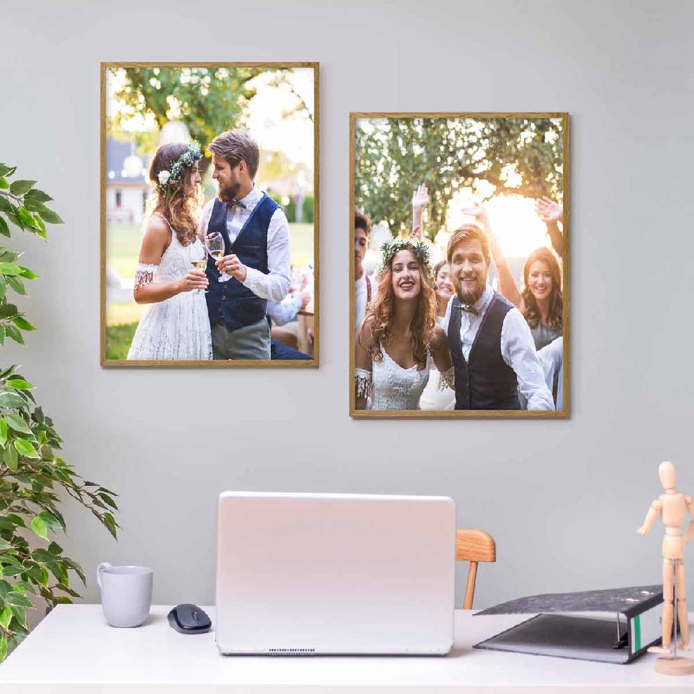 Photolini Holzrahmen Eiche 2er Set 50x70 cm mit Acrylglas Black Friday