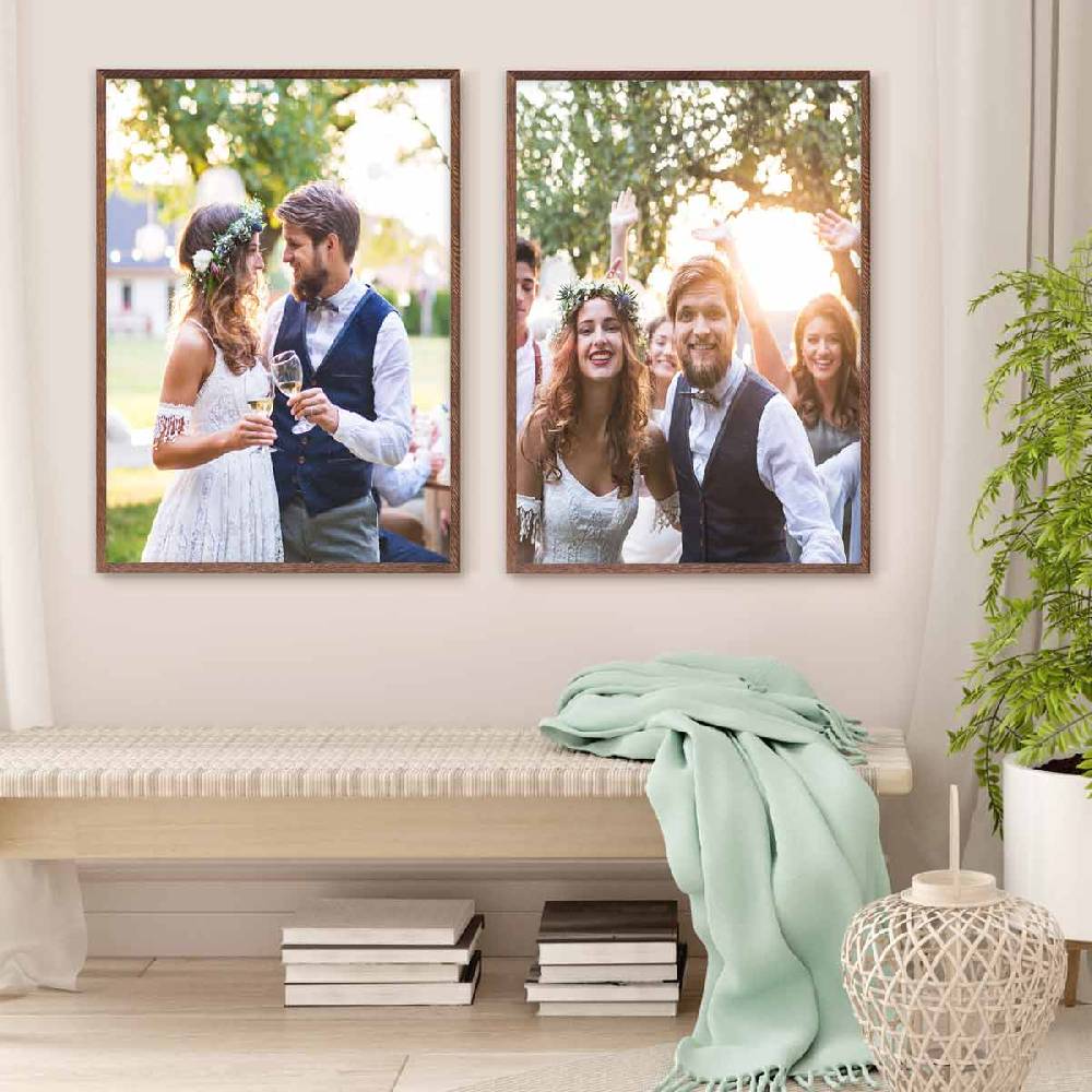 Photolini Holzrahmen Eiche Dunkel 2er Set 50x70 cm mit Acrylglas Weihnachtsangebot