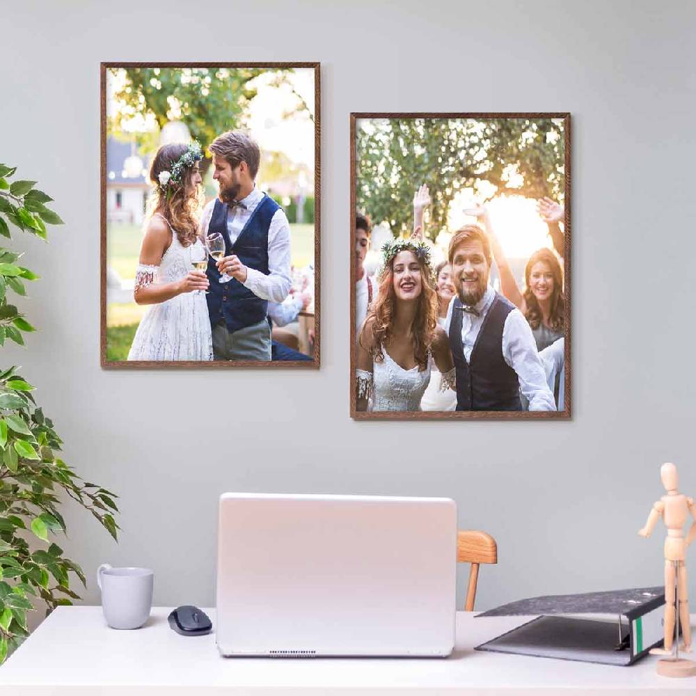 Photolini Holzrahmen Eiche Dunkel 2er Set 50x70 cm mit Acrylglas Weihnachtsangebot