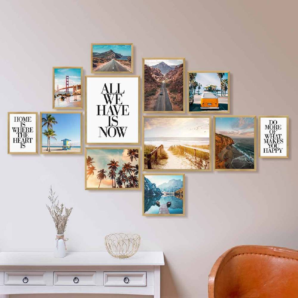 Photolini 12er Bilderrahmen-Set Modern Gold aus MDF Osterangebot