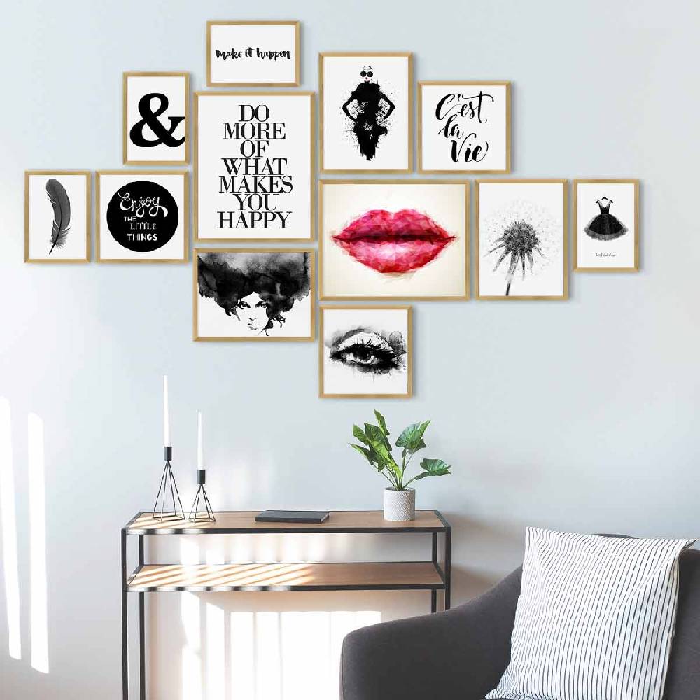 Photolini 12er Bilderrahmen-Set Modern Gold aus MDF Osterangebot