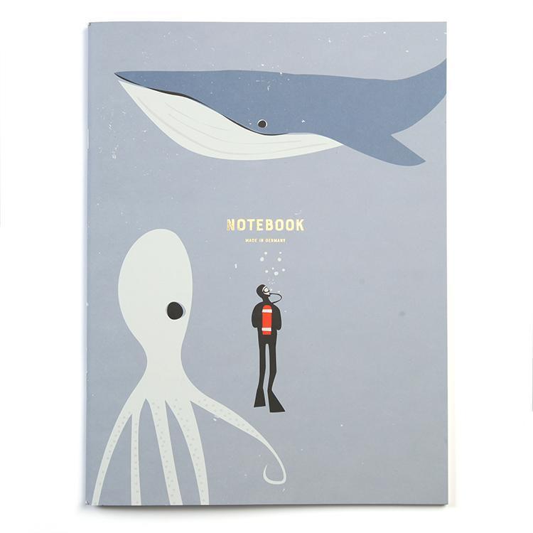 Pleased To Meet Diver, Whale and Octopus Notizheft 21x28cm, liniert Hotsell