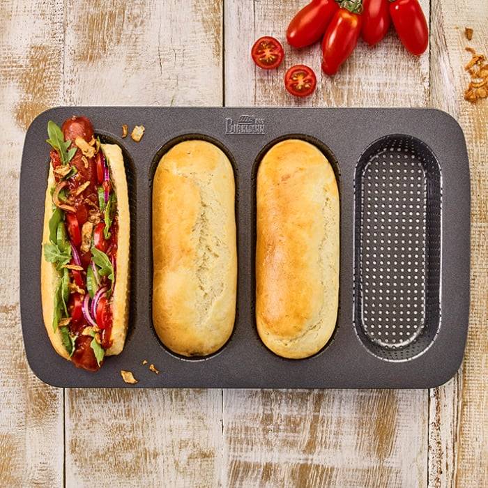 Rbv Birkmann Hot Dog Brötchenblech perforiert | für 4 Stück Laib & Seele Clearance-Verkauf