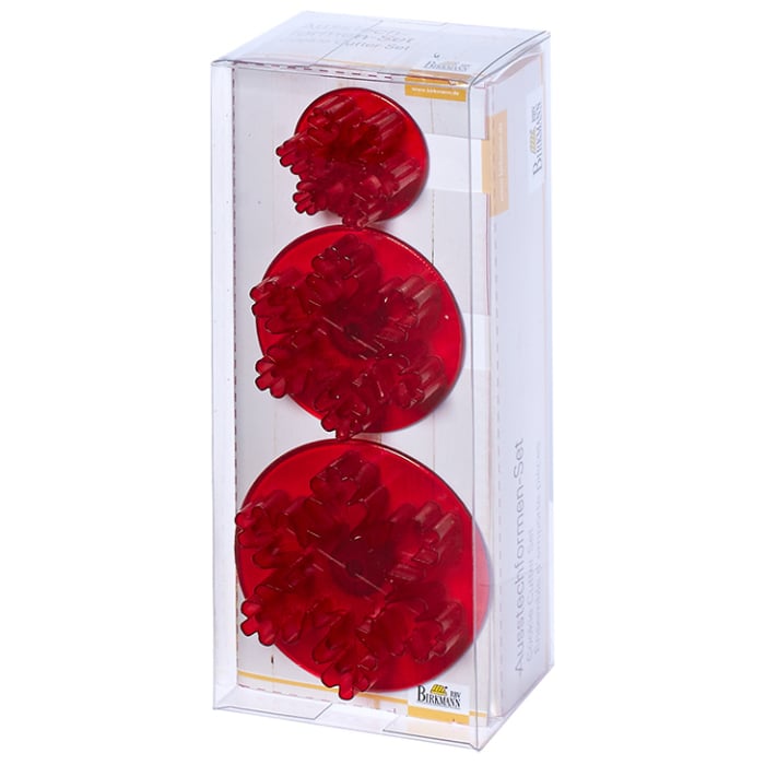 Rbv Birkmann AUSSTECHFORM-SET SCHNEEFLOCKE MIT AUSWERFER | 3-TEILIG Kunststoff | 3 - 5,5 CM