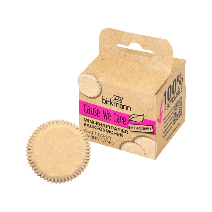 Rbv Birkmann Mini-Kraftpapierbackförmchen Ø 4,5 cm | 2,5 cm hoch ´Cause we care