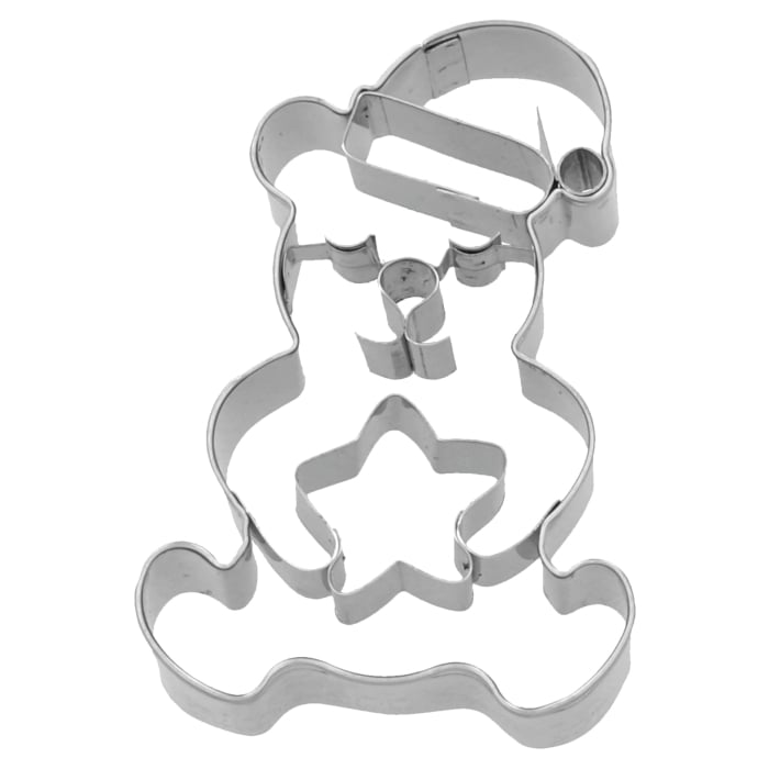Rbv Birkmann Ausstechform Weihnachtsteddybär mit Stern Edelstahl | mit Innenprägung | 7 cm