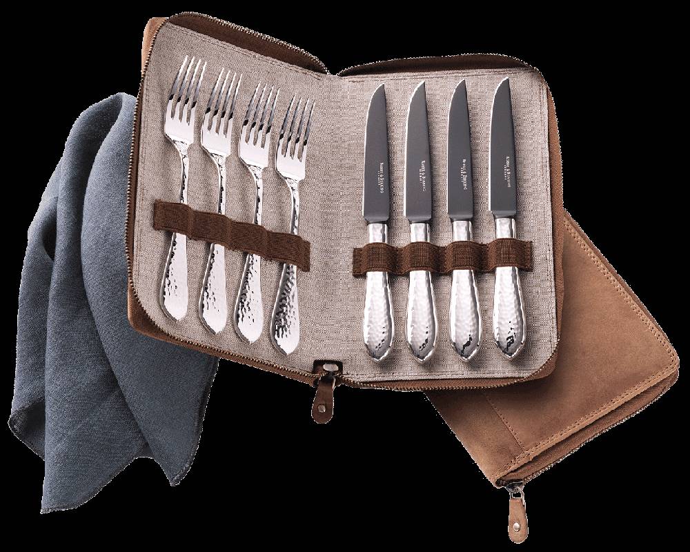 Robbe & Berking Martelé Grillset "Frozen Black" 8tlg. (150g massiv versilbert)