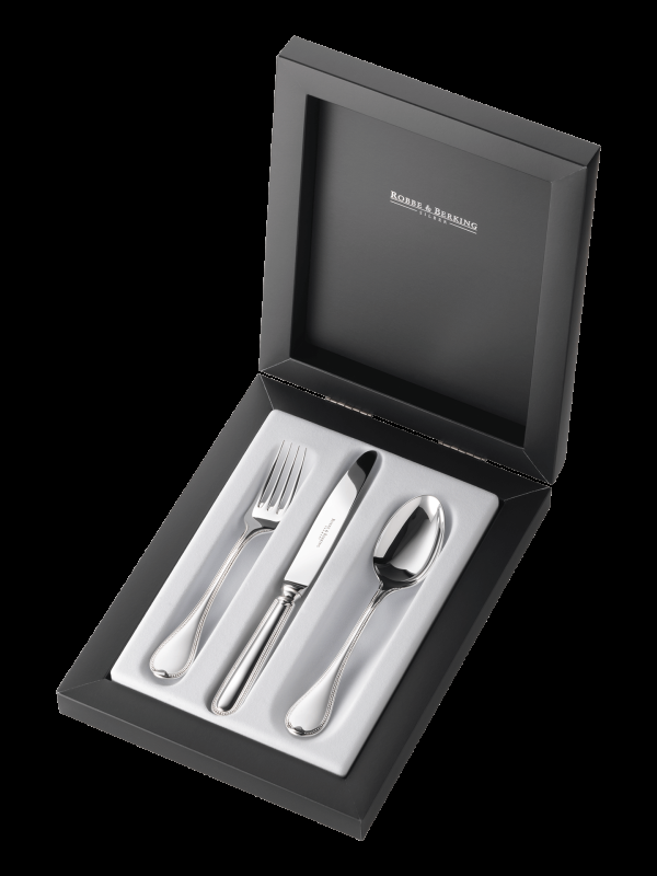 Robbe & Berking Französisch-Perl 3 tlg. Kinderbesteck (925 Sterlingsilber) Exklusivangebot