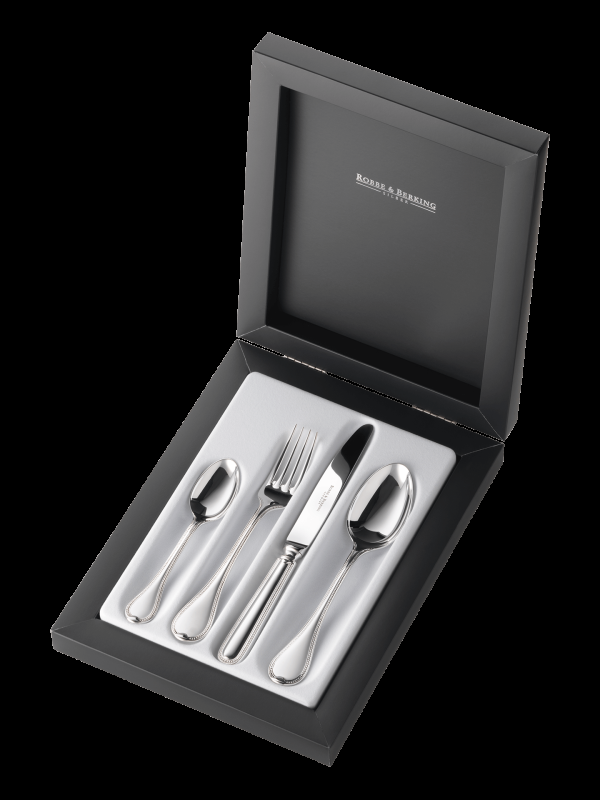 Robbe & Berking Französisch-Perl 4 tlg. Kinderbesteck (925 Sterlingsilber) Saisonschlussverkauf