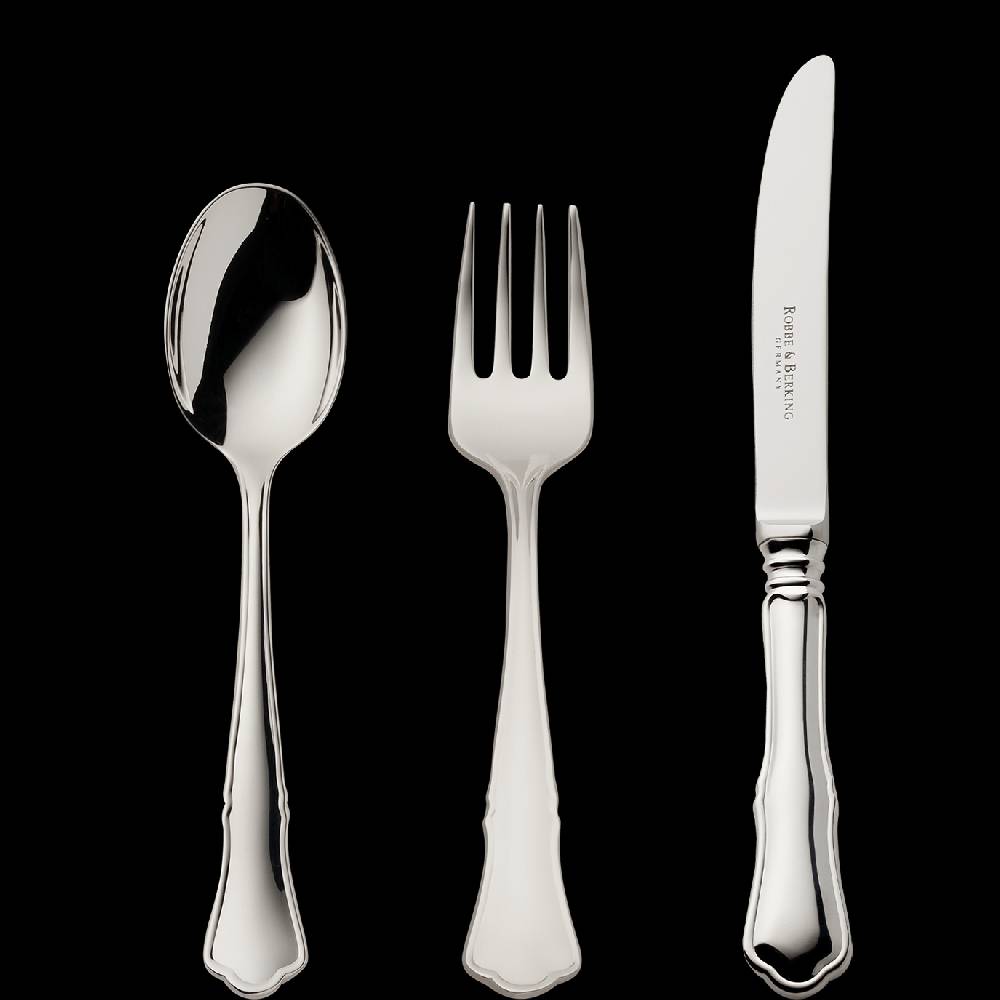 Robbe & Berking Alt-Chippendale 3 tlg. Kinderbesteck (150g massiv versilbert)