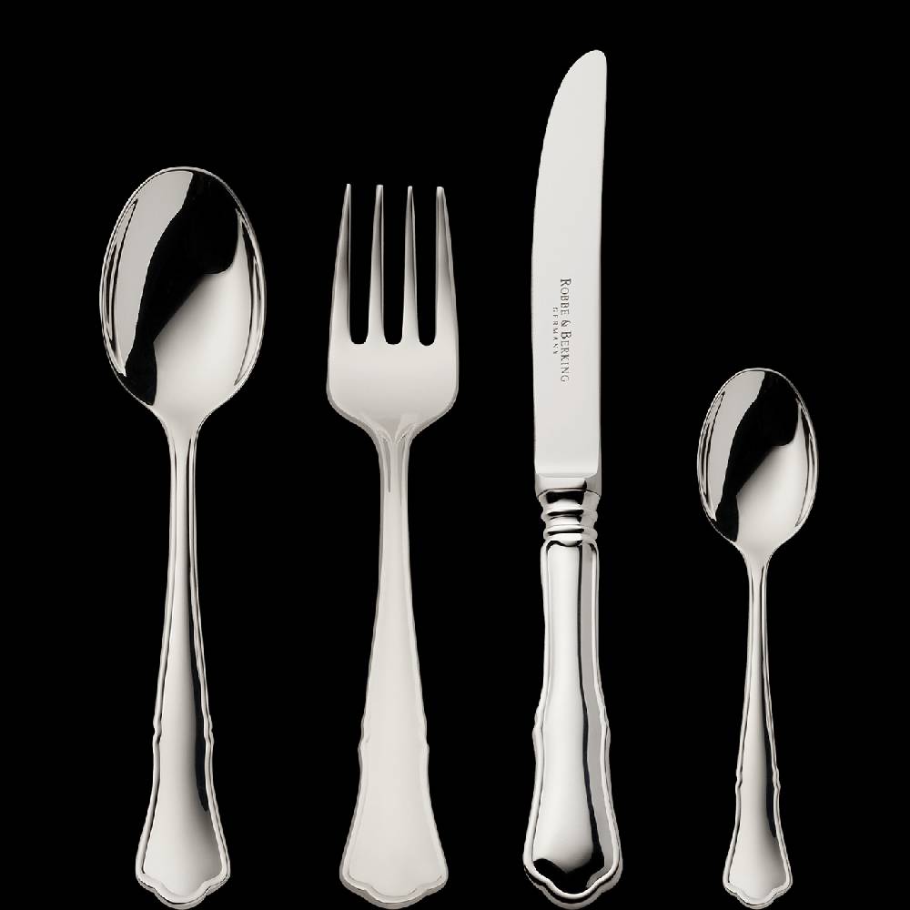 Robbe & Berking Alt-Chippendale 4 tlg. Kinderbesteck (150g massiv versilbert)