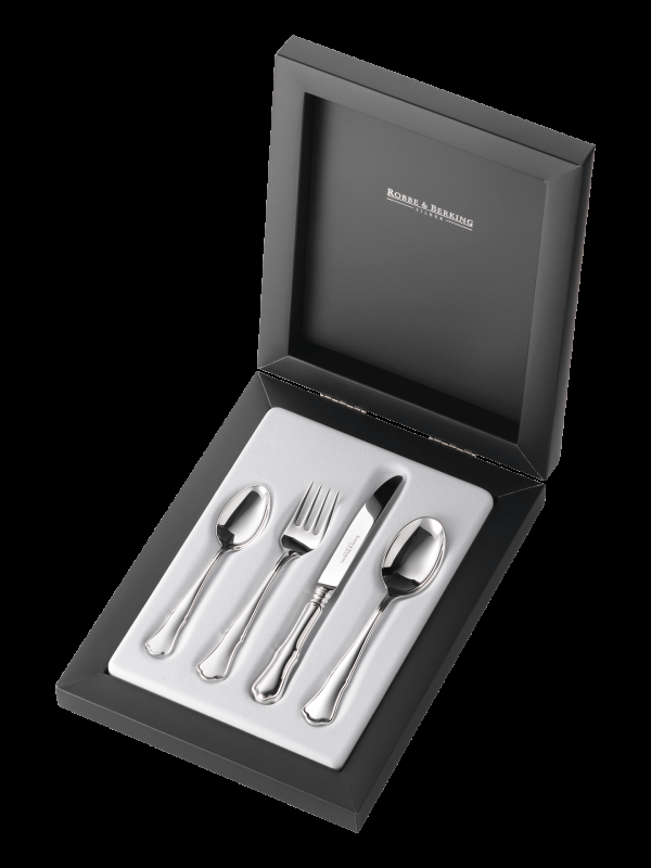 Robbe & Berking Alt-Chippendale 4 tlg. Kinderbesteck (925 Sterlingsilber) Kauf eins, bekomm eins gratis