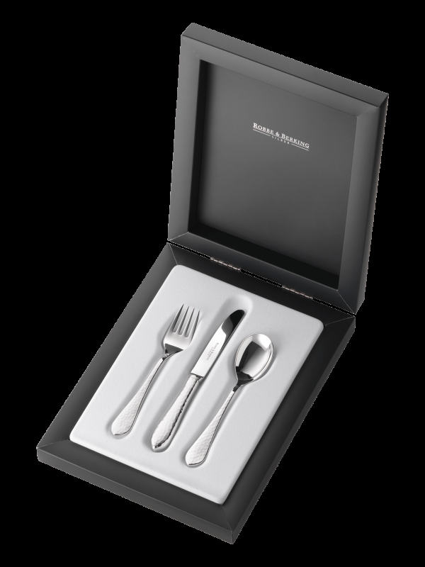 Robbe & Berking Martelé 3 tlg. Kinderbesteck (150g massiv versilbert) Super Sparpreis