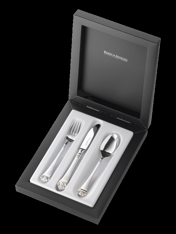Robbe & Berking Rosenmuster 3 tlg. Kinderbesteck (925 Sterlingsilber) Zeitbegrenzte Promotion