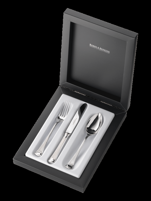 Robbe & Berking Avenue 3 tlg. Kinderbesteck (925 Sterlingsilber) Discount Store für neue Produkte