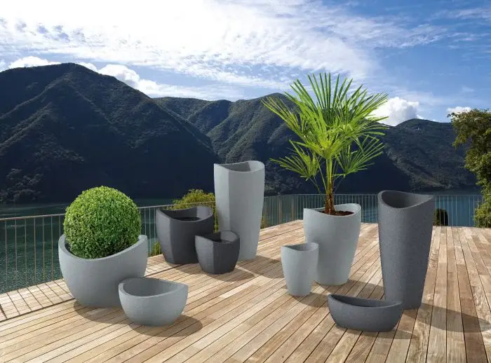Scheurich Wave Globe Cubo Pflanzgefäß 256 - Schwarz-Granit/40 Fabrikverkauf