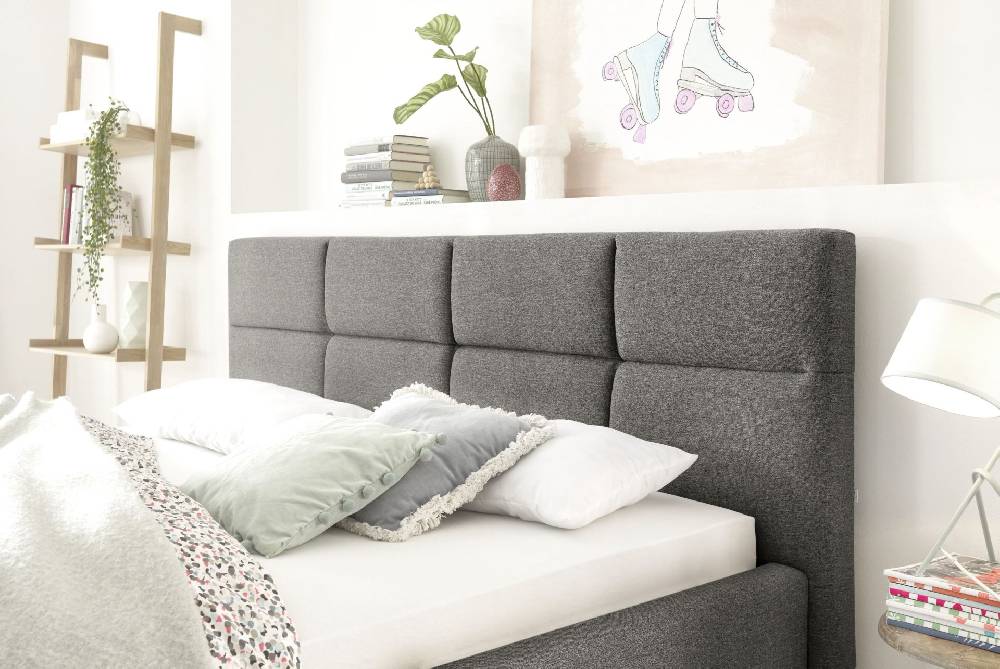 set one by Musterring Bett Cary inkl. Rost + Matratze 140x200 cm 100% Polyester dunkelgrau | Zeitbegrenzte Promotion