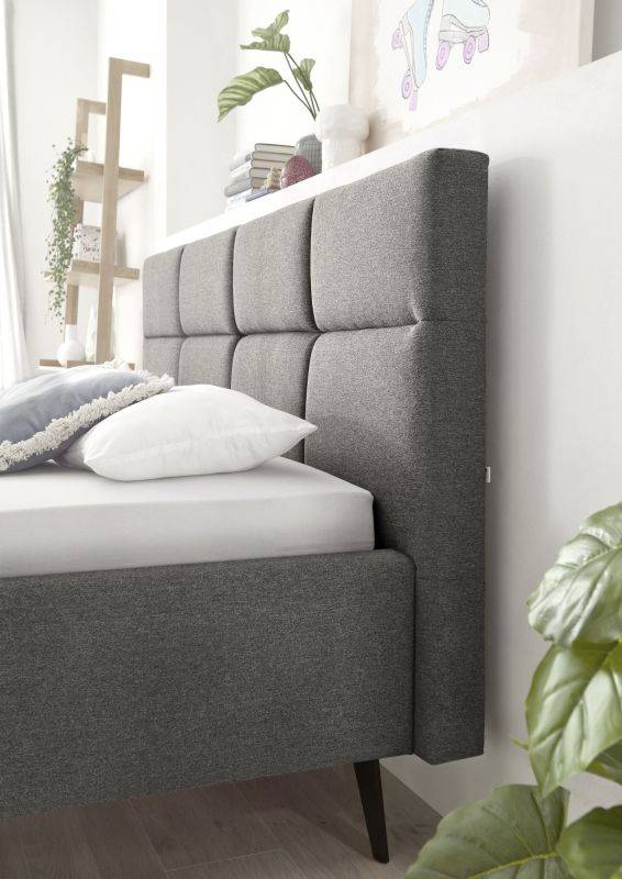 set one by Musterring Bett Cary inkl. Rost + Matratze 140x200 cm 100% Polyester dunkelgrau | Zeitbegrenzte Promotion