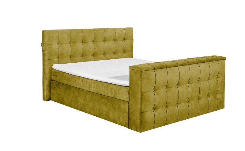 set one by Musterring Boxspringbett richmond ohne Bettkasten, mit TV-Halterung 180x200 cm grün | Fabrikverkauf