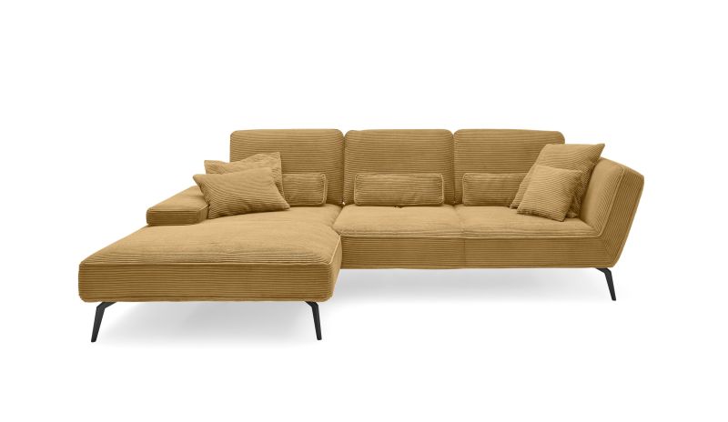 set one by Musterring Ecksofa SO 4500 Lincoln 01 mustard,Sitzhöhe A (Standard), H 43 cm,Sitzkomfort PUR-Schaum (Standard),Fuß Metall schwarz matt braun | Nur noch ein Tag übrig