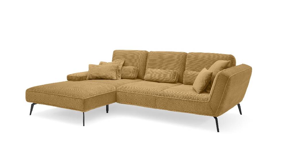 set one by Musterring Ecksofa SO 4500 Lincoln 01 mustard,Sitzhöhe A (Standard), H 43 cm,Sitzkomfort PUR-Schaum (Standard),Fuß Metall schwarz matt braun | Nur noch ein Tag übrig