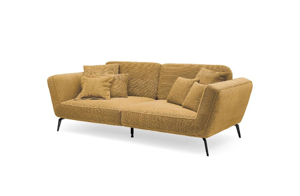 set one by Musterring Megasofa SO 4500 Lincoln 01 mustard,Sitzhöhe A (Standard), H 43 cm,Sitzkomfort PUR-Schaum (Standard),Fuß Metall schwarz matt braun | Super Rabatt