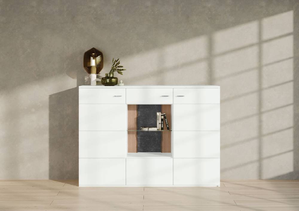 set one by Musterring Highboard tacoma Einzeltypen Korpus, Wandborde, TV-Bänke, Esstische und Couchtische: Weiß Arctic, F weiß | Outlet