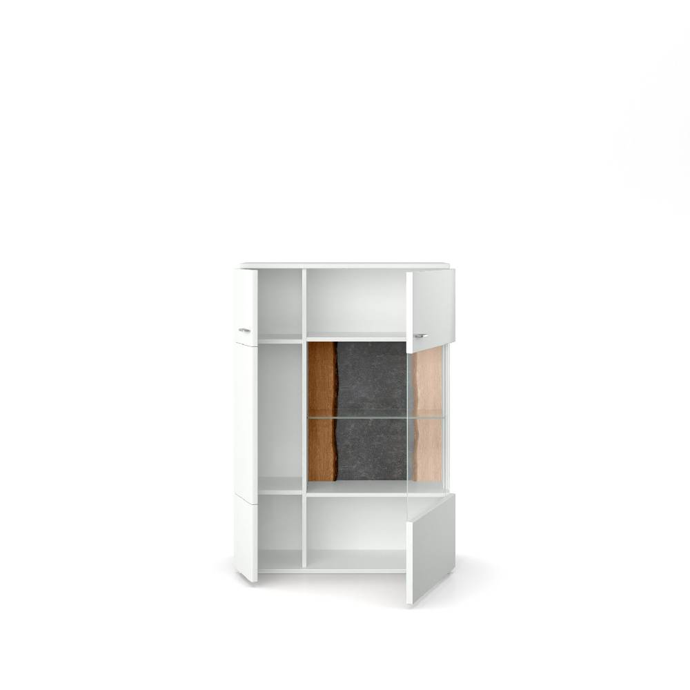 set one by Musterring Highboard tacoma Einzeltypen Korpus, Wandborde, TV-Bänke, Esstische und Couchtische: Weiß Arctic, F weiß | Auslauf
